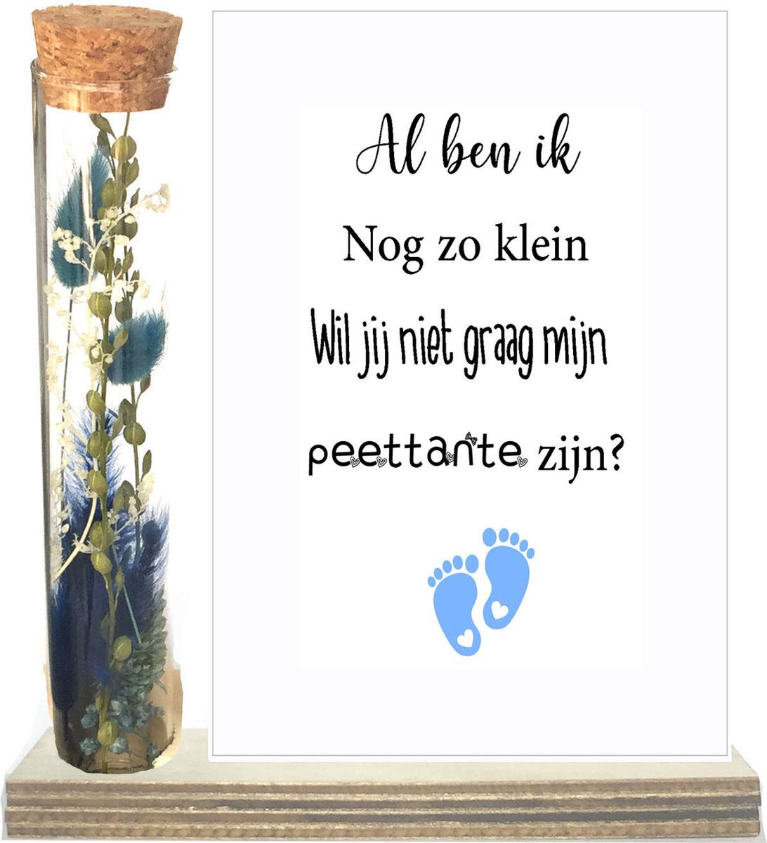 PEETTANTE Droogbloemen in buisje - Blauw - Al ben ik nog zo klein