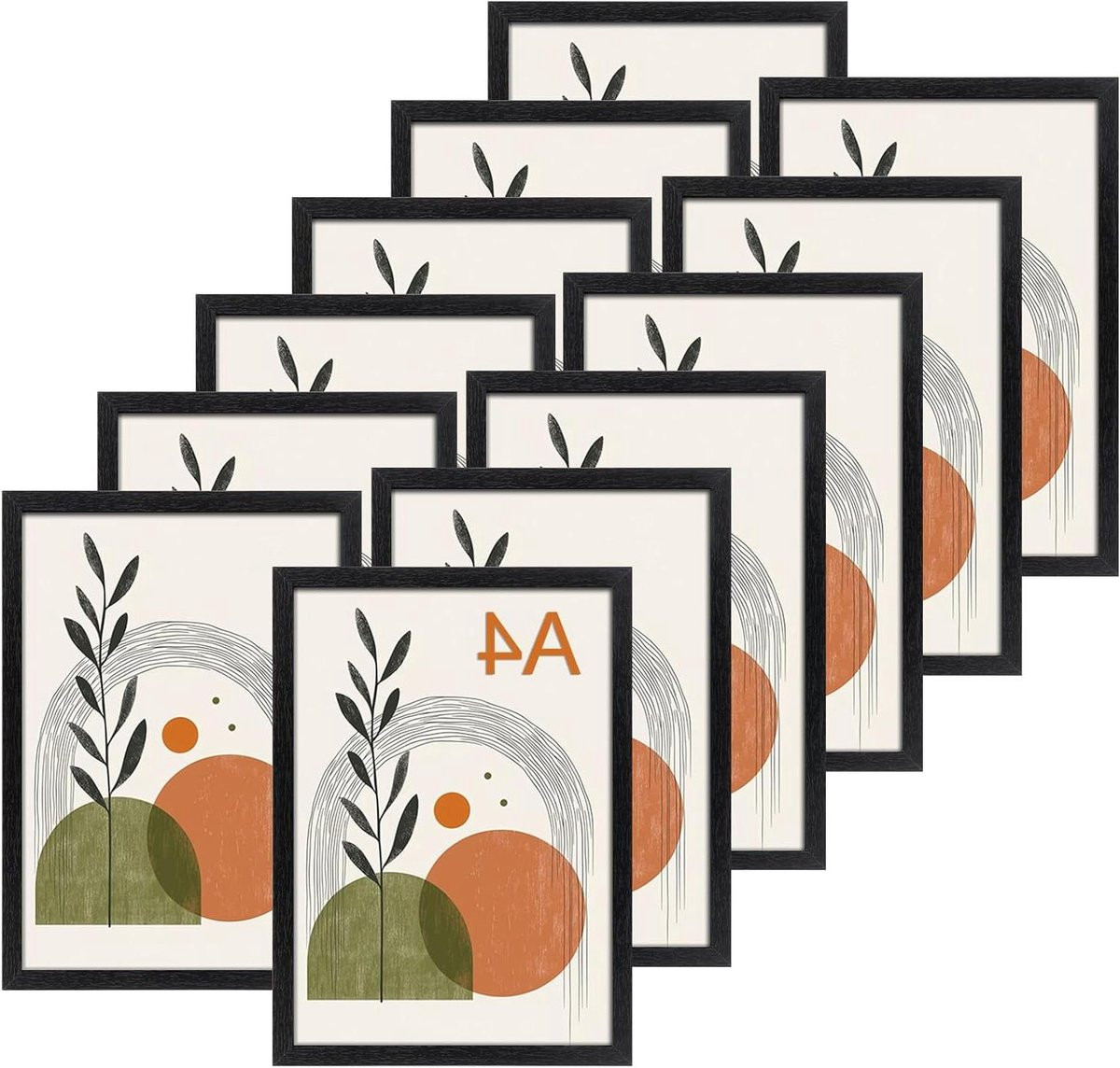 Set van 12 klassieke zwarte fotolijsten voor A4-documenten en certificaten