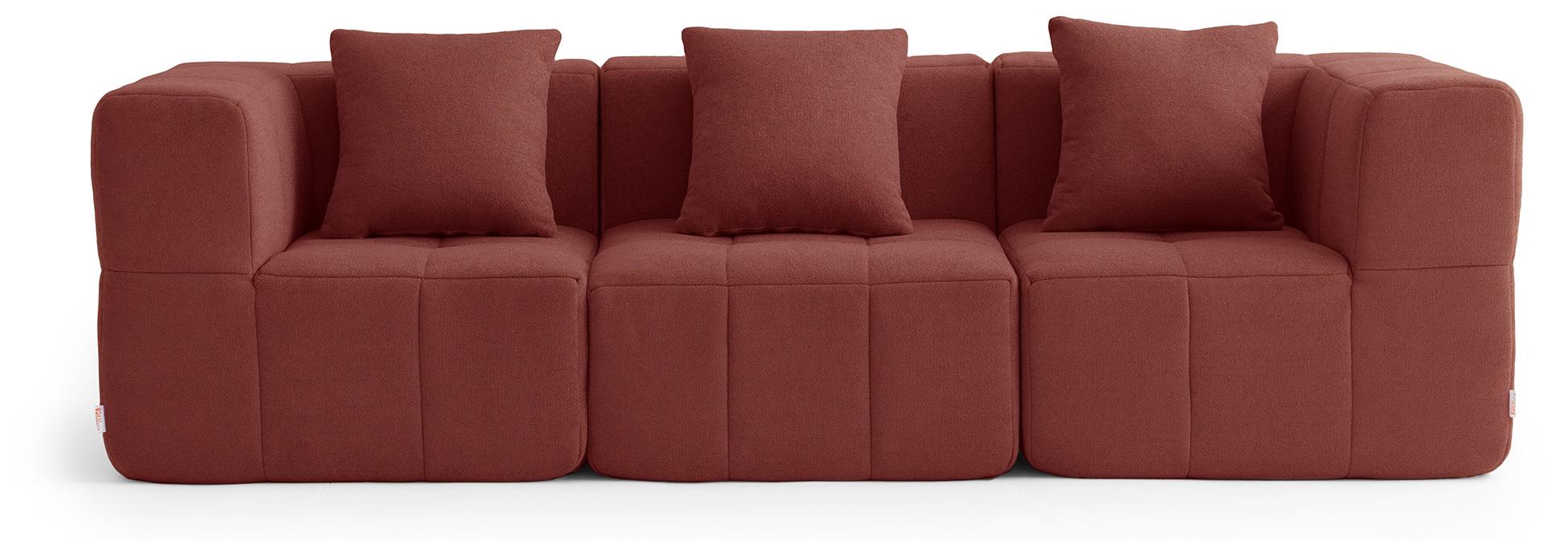 MILYSOFA SOFABULOUS 3-Sitzer Modulsofa, geradlinig, feiner Schlingenstoff, Terrakottarot