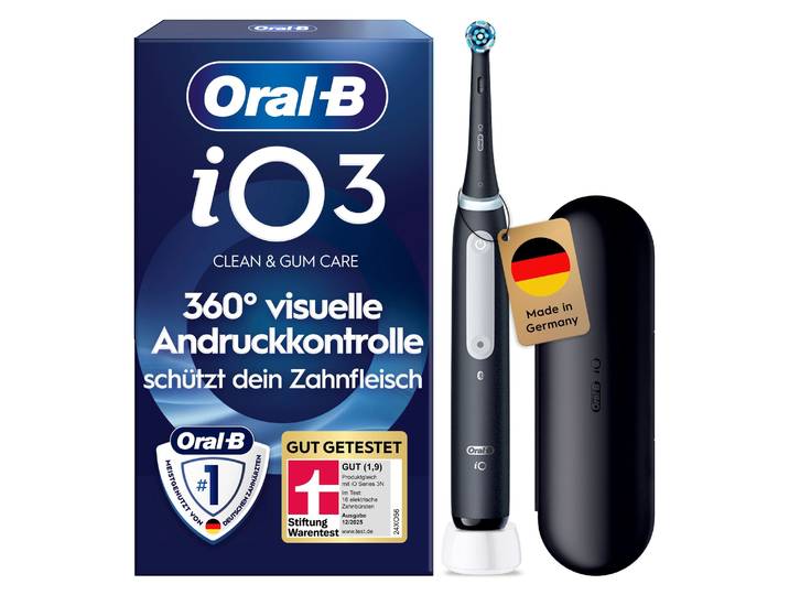 Elektrische Zahnbürste ORAL-B iO Series 3 , schwarz (matt schwarz), Elektrozahnbürsten, Elektrische Zahnbürste, Magnet-Technologie