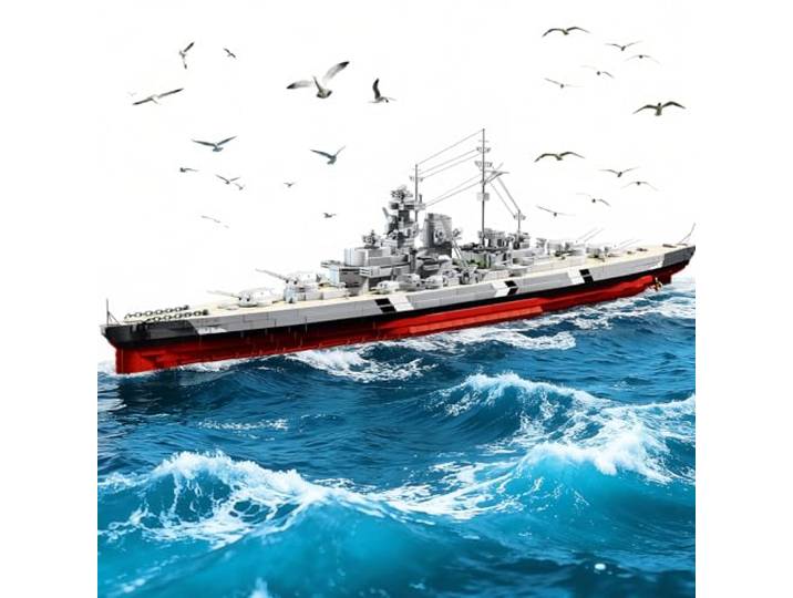 Schlachtschiff Bausatz für Erwachsene und Jugendliche ab 14,Großes Military World Schlachtschiffmodell der Bismarck Klasse,Sammlerstück,Spielzeug Kriegsschiff,Geburtstagsgeschenk für Bausteinliebhaber