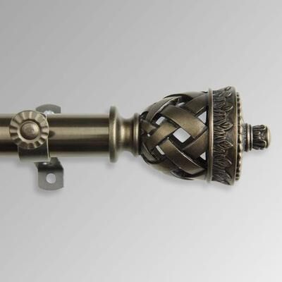 Rod Desyne "Carina Single Decorative Curtain Rod Set, 18"" to 28"", Antique Brass"