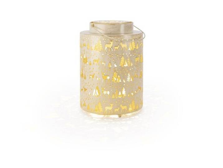 STT LED Laterne Aura winter , gold (natur, goldfarben), Ø 21,5cm H: 30cm, Leuchten, LED Laterne