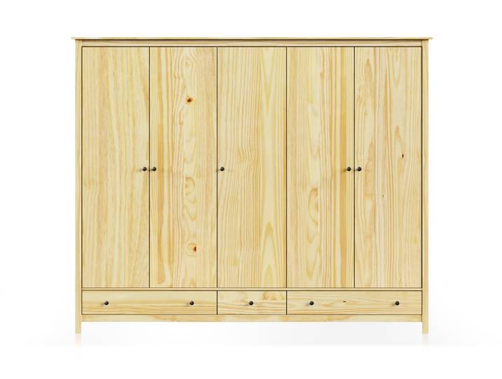 TOBINO Kleiderschrank 5trg, Material Massivholz, Kiefer