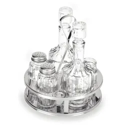 WAS Germany - Menage 1480, 5-teilig, Essig & Öl, Salz & Pfeffer, Zahnstocher, Glas