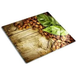 GLASPLATTE 60x52 cm Kaffee Lorbeerblatt