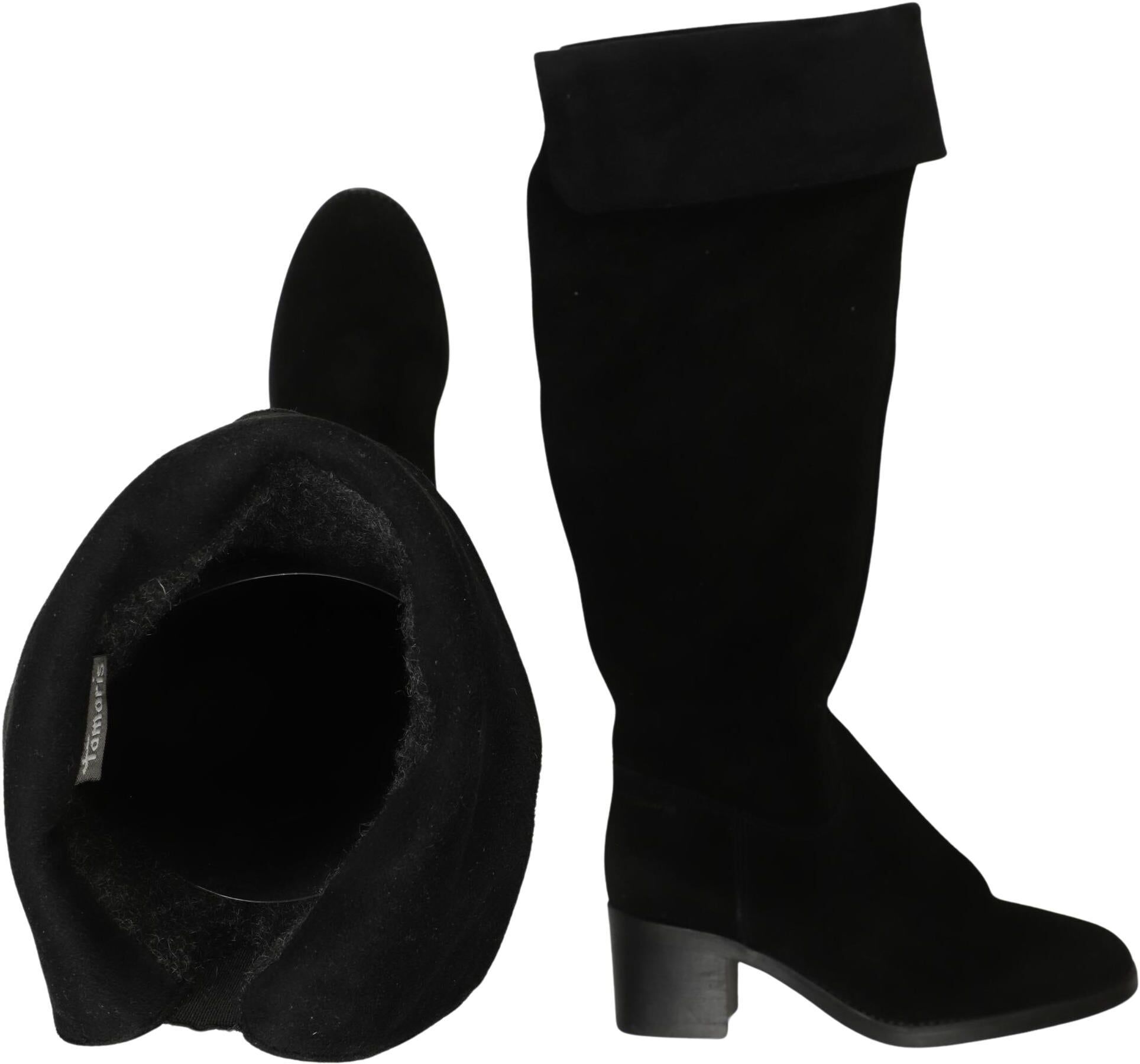 Tamaris Damen Stiefel, Schwarz, Gr. EU 38, Leder - Second Hand
