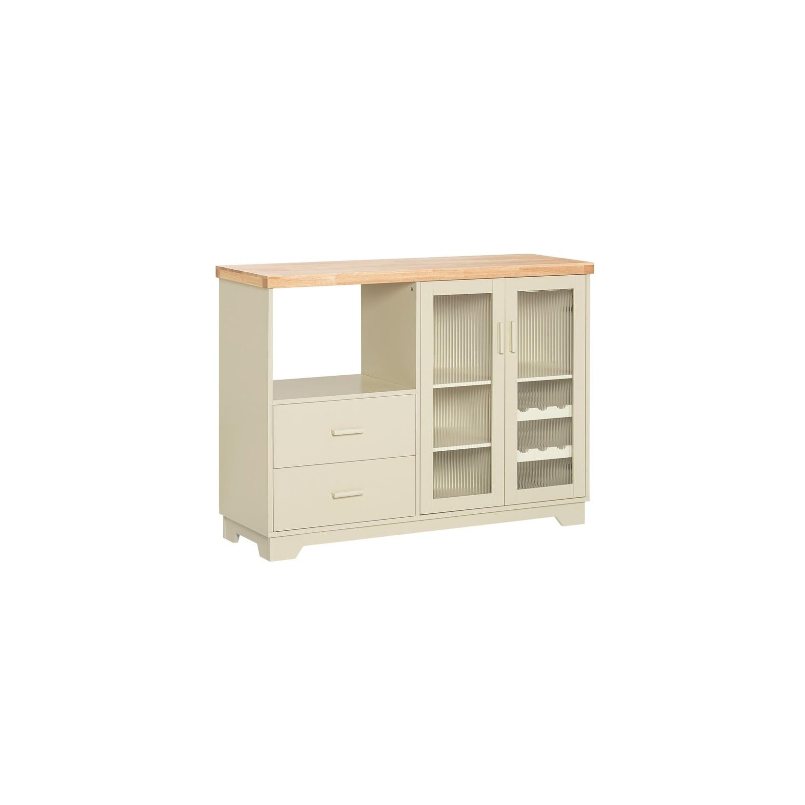SoBuy Sideboard mit 2 Schubladen Beige 120x40x90cm Modern