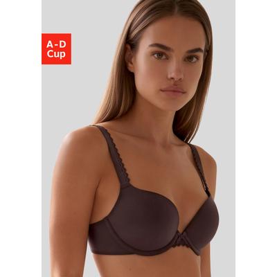 Push-up-BH S.OLIVER "Camille", Damen, Gr. 75, Cup D, braun (schokolade), Microtouch, Obermaterial: 72% Polyamid, 15% Polyester, 13% Elasthan, Basic, Basic, BHs Push-up-BH, mit nahtlos vorgeformten Cups