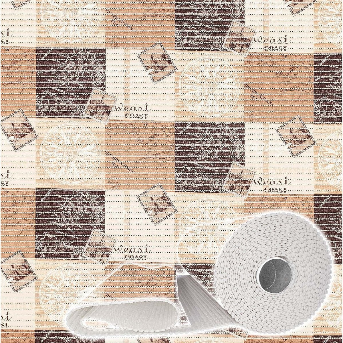 Bruine antislip badmat en badloper voor in de keuken en badkamer, 65 x 100 cm