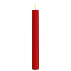 Deluxe Homeart LED 2er Set Stabkerze Real Flame, 24 cm, Ø 2,2 cm, 2er Set, rot