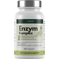 Enzym Komplex, mit 800mg Bromelain (5000 F.I.P), 300mg Papain, Rutin & Selen, 180 Kapseln von EXVital