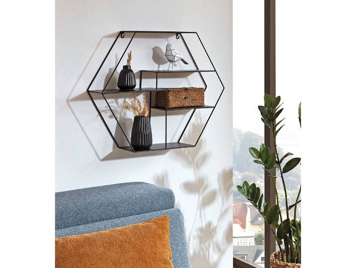 Wandregal Keila Metall, lackiert Schwarz 61 x 54 x 16cm