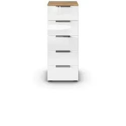 Kommode Flipp Glas Braun, Weiß Eiche /