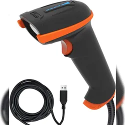 Tera Barcode-Scanner 1D USB Handheld Plug and Play, L5100Y Orange ohne Ständer  1 Stück