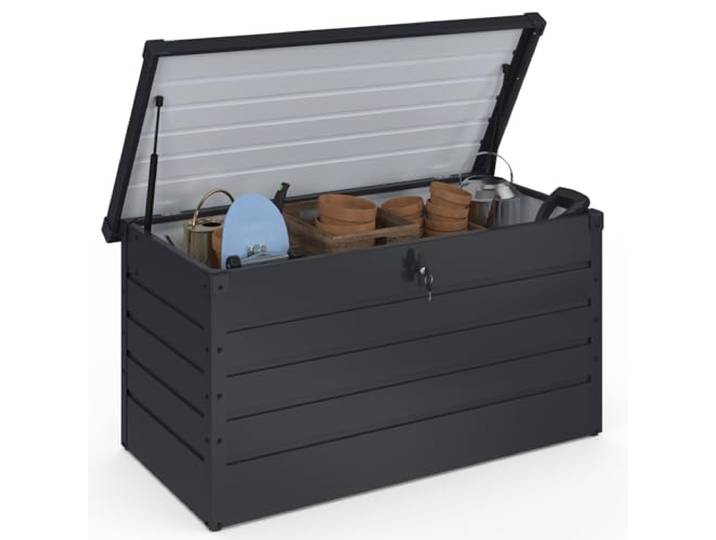 IDMarket - Coffre de rangement jardin métal 350L gris anthracite Coffre verrouillable pour jardin 120x62\,5x63 cm
