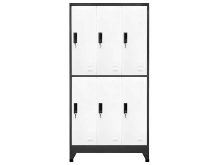 KLGBNCVE Schließfachschrank Anthrazit und Weiß 90x45x180 cm Stahl Spindschrank,robuster Stahl,leicht zu reinigen,Kleiderbügel,abschließbare Türen,Belüftungsöffnungen,Namensschildhalter