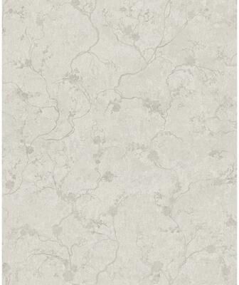 A-Street Prints Mahina Silver Floral Vine Wallpaper