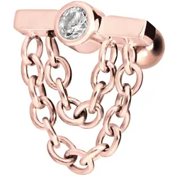 Titan Ohrpiercing mit Innengewinde BALKEN + KRISTALL + 2 KETTEN