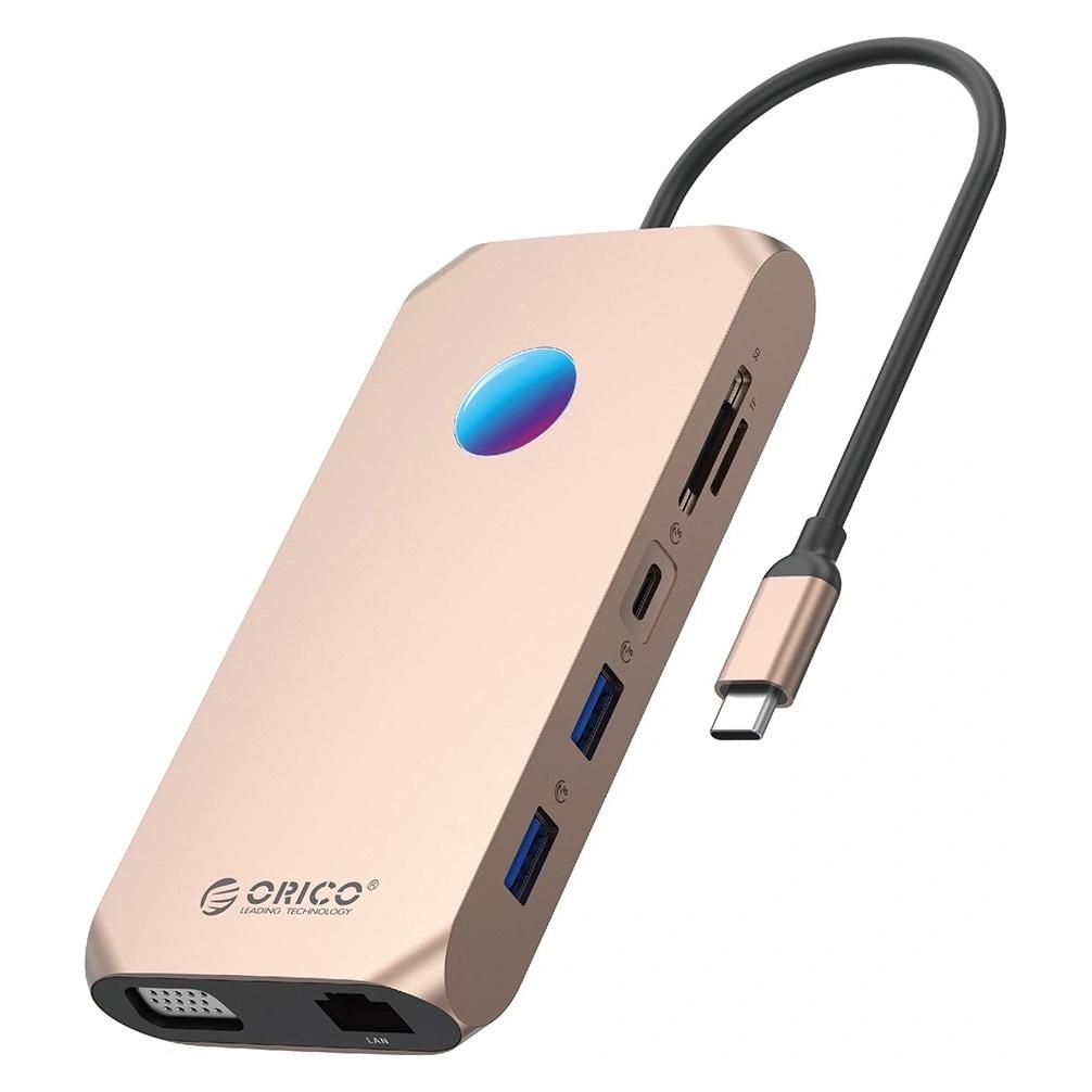 Orico USB-C XCR 12-in-1 RGB-Dockingstation, 2x USB-A 3.1, 1x USB-A 2.0 (USB-C, 12 Ports) (6941788803732)