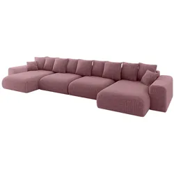 WOHNLANDSCHAFT mit Schlaffunktion ESKAR-U2-464x176x72cm Altrosa
