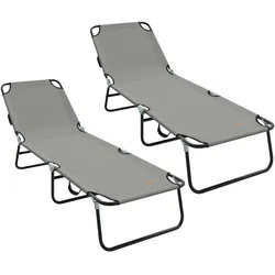 vidaXL Klappliegen 2 Stk. Tragbar Grau 600D Oxford-Gewebe