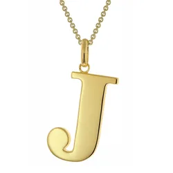 trendor 41790-J Damen-Kette mit Großem Buchstaben J 925 Silber mit Goldauflage, 45 cm