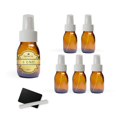 Espírito rebelde 5x Glas-Sprühflasche 30 ml mit Sprühkopf + 5 Schiefertafeln und Kreide - Ätherische Öle und Kosmetika
