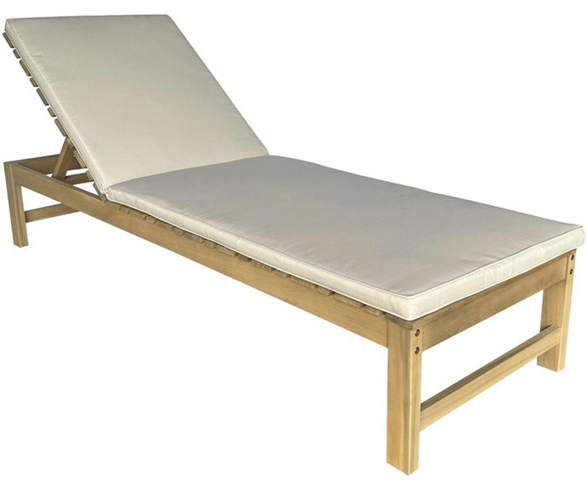PROLOISIRS Balito Sonnenliege ausAkazie, mit abnehmbarem 5 cm Polyesterkissen, verstellbare Rückenlehne, 1 Person