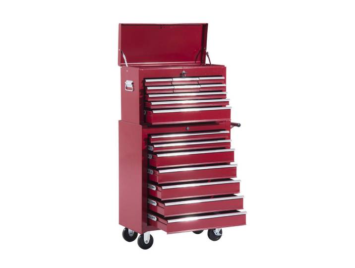 Homcom Fahrbarer Werkzeugwagen Werkstattwagen Rollwagen Werkzeugkasten Rot, Metall, 33x113x61.5 cm, Freizeit & Co, Heimwerken, Werkstatteinrichtung