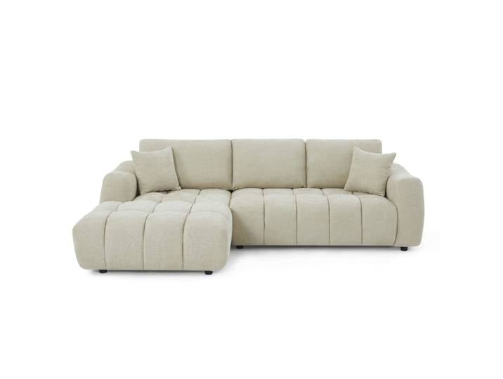 Canapé d'angle gauche fixe tissu chenille 4 places taupe