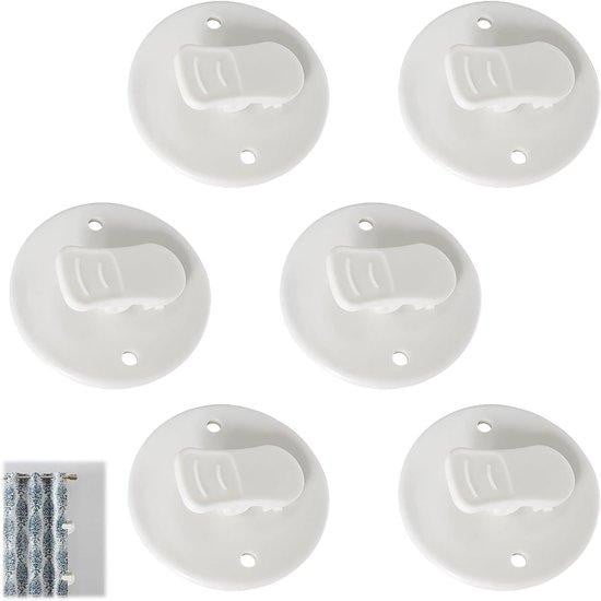 WAN Douchegordijn Clips - 6 stuks - Wit - Zelfklevende waterkering houder