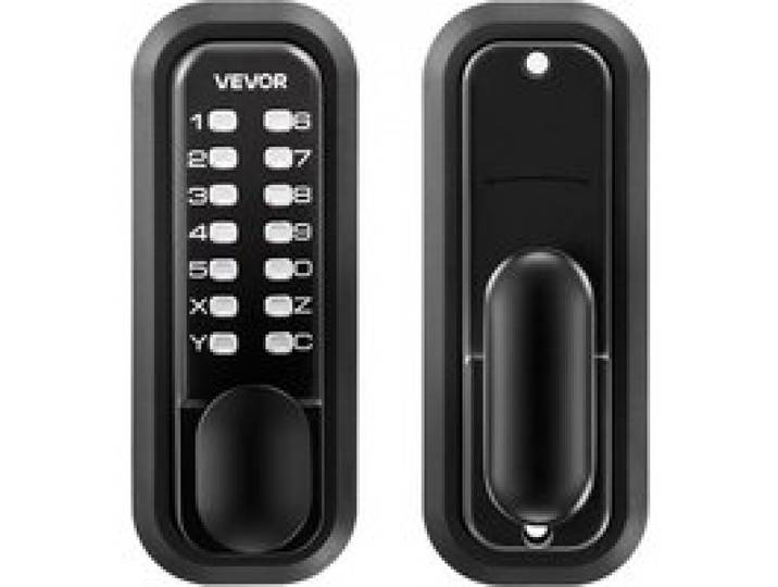 VEVOR Mechanisches Codeschloss mie Einseitigem Tastenschloss (4- bis 7-stelliger Code), Schlüsselloses Türschloss mit Griff & Knauf & Automatischer Verriegelung, für Haustüren Garagen, Schwarz