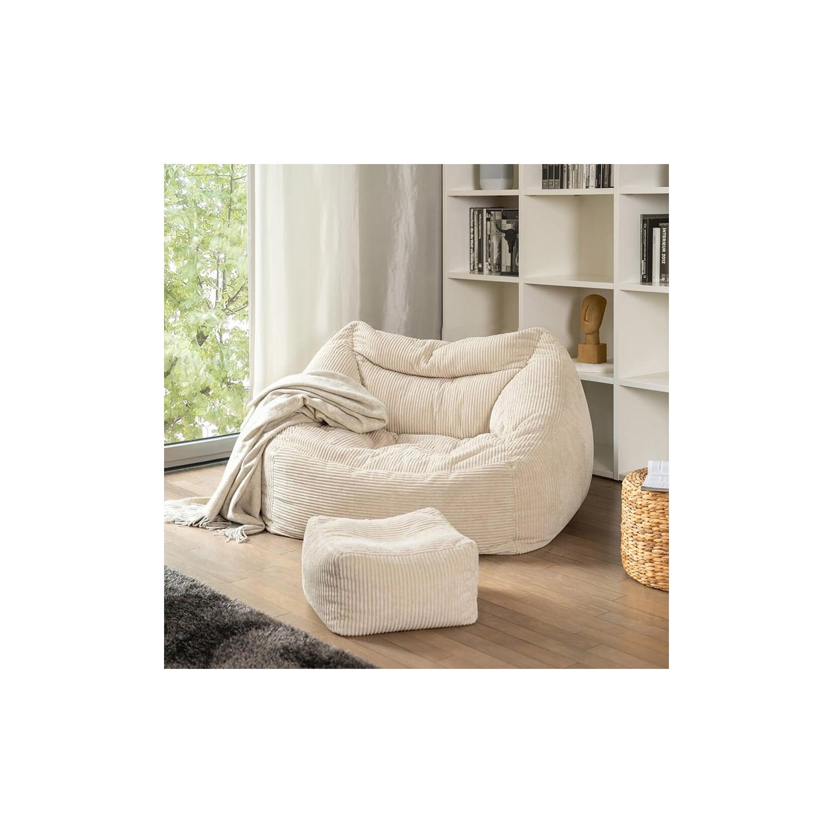 HOME DELUXE Sitzsack mit Hocker COZY – Beige