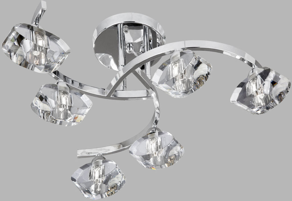 Metro Baggett Glass Semi Flush Mount Chrome 22cm H X 54cm W X 54cm D