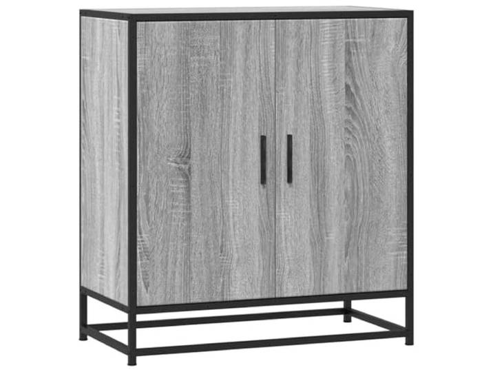 LASWWQMRF Sideboard Grau Sonoma 68x35x76 cm Holzwerkstoff Metall Industrieller Beistellschrank mit 3 Fächern hinter Türen, stabiles Metallgestell für Wohnzimmer und Flur.