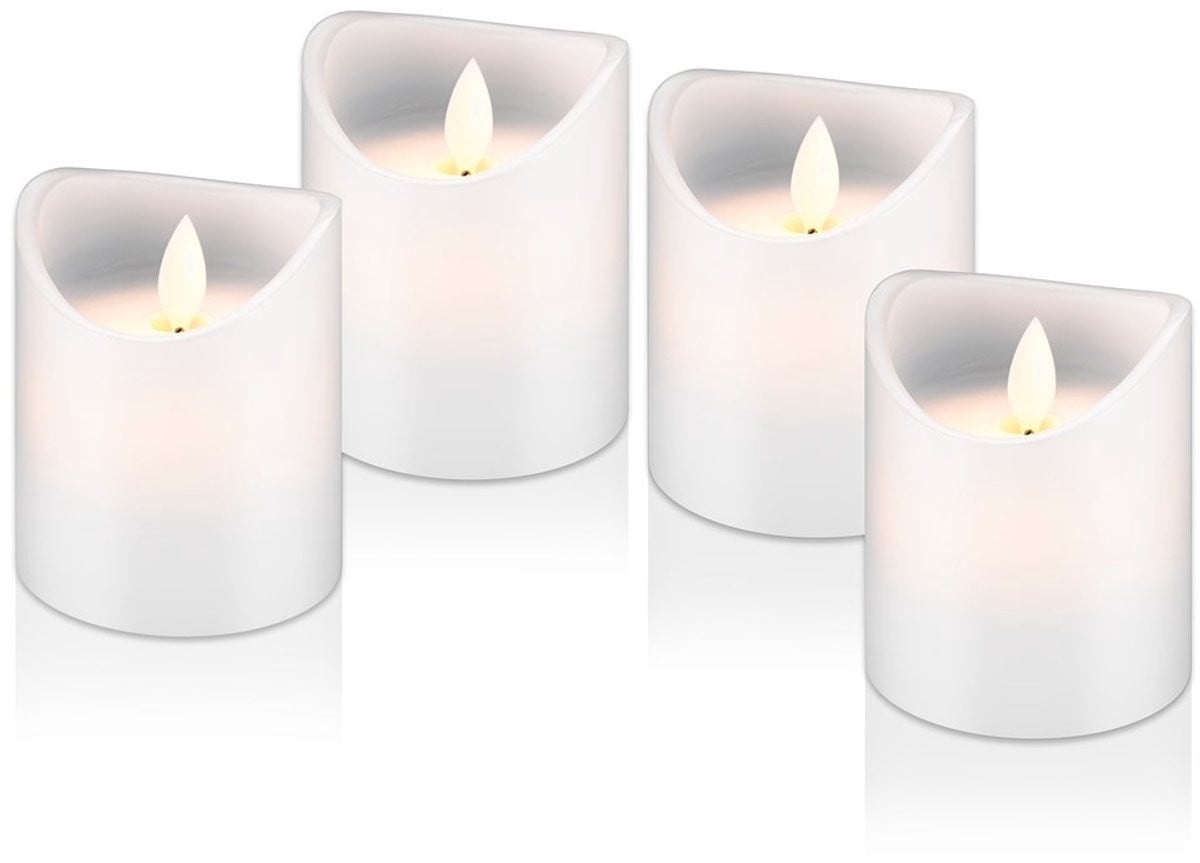 Goobay Set van 4 LED Kaarsen van Echt Was, Wit