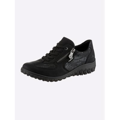 Schnürschuh RIEKER, Damen, Gr. 39, Textil, schwarz, Lederimitat, Textil, Schuhe Schnürschuh