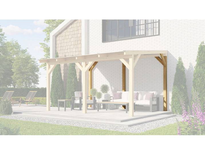 Terrassendach WEKA Terrassenüberdachung , beige (naturbelassen), Fichtenholz, Terrassenüberdachungen, Terrassendach, für die freistehenden Montage, ohne Dacheindeckung
