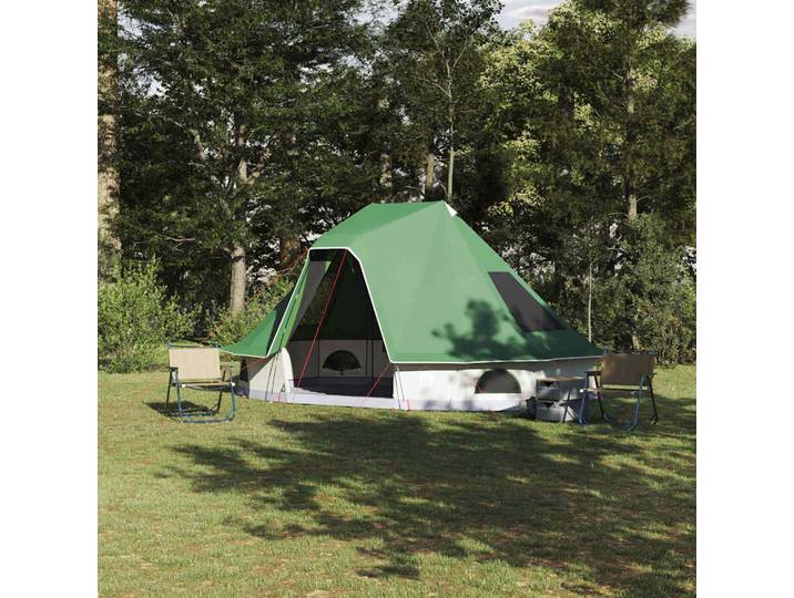 vidaXL Tipi Zelt 6 Personen Grün Taft