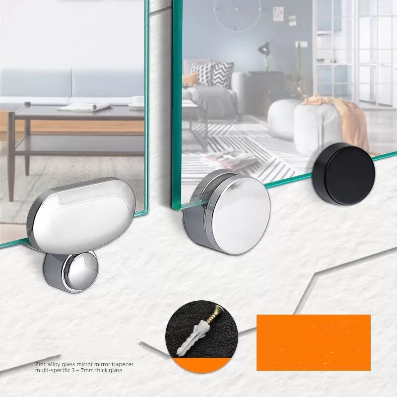 INF Silberne ovale Spiegelclips mit Schrauben und Gummidübeln (4er-Pack)