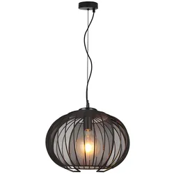 Pendelleuchte Hängelampe Wohnzimmerlampe Deckenleuchte Schwarz Metall D 40 cm