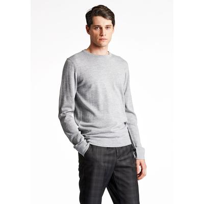 Strickpullover LINDBERGH "Strickpullover Slim Fit", Herren, Gr. L, grau (lt grau mix), Obermaterial: 50% Polyacryl, 50% Schurwolle, Rundhals, Pullover Strickpullover