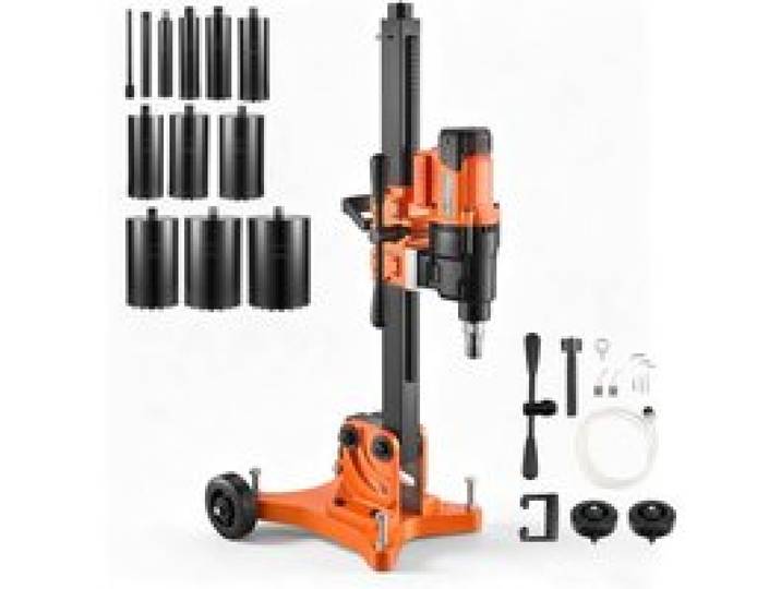 VEVOR Diamant Kernbohrmaschine 3000 W Kernbohrgerät Trocken/Nass 20-305 mm, für Beton Ziegel Keramikfliesen Asphalt Marmor, 12 Bohrer Neigbarer Ständer & Fahrgestell 1000/550 U/min, UNC1 1/4–7 Gewinde