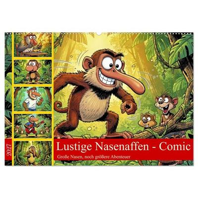Lustige Nasenaffen - Comic (Wandkalender 2027 DIN A2 quer), CALVENDO Monatskalender