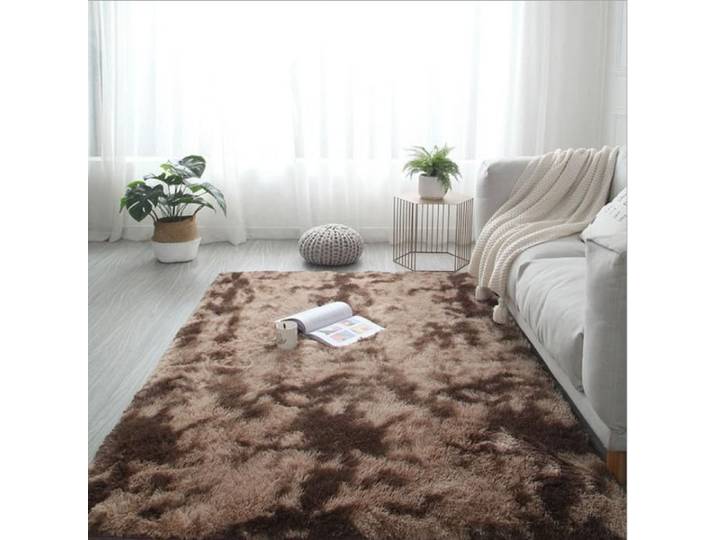 Tapis de salon shaggy 120 - Aueq - x 160cm marron