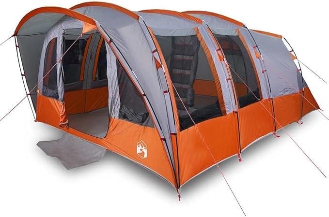Tunnelzelt 8 Personen Familienzelt für Camping und Outdoor Abenteuer, Großes Campingzelt mit 3 Schlafkabinen, 7 Fenstern und Vorzelt, 185T Polyester Polyurethanbeschichtet, Grün