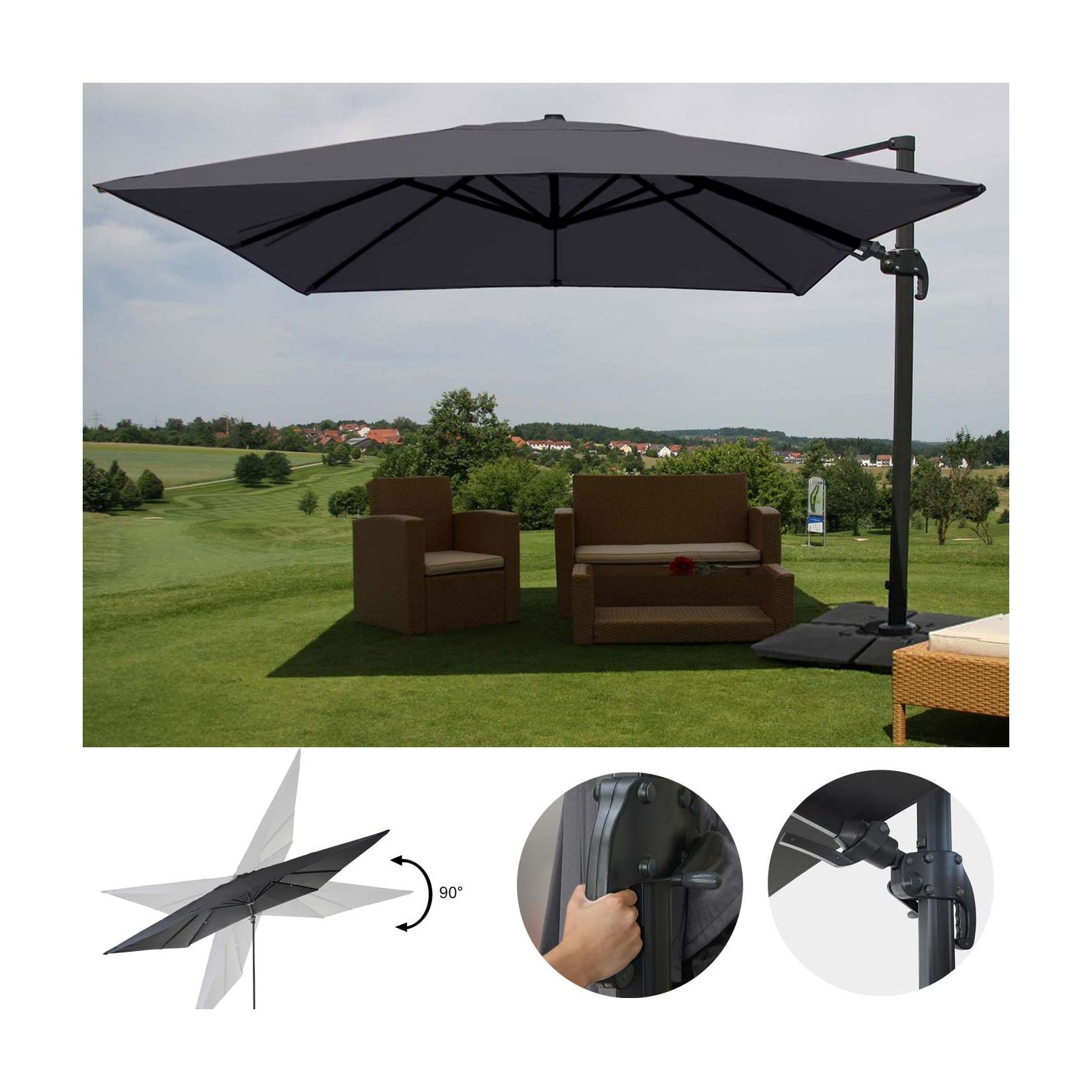 Gastronomie-Ampelschirm MCW-A96, 3x4m (Ø5m) schwenkbar, Polyester/Alu 26kg ~ anthrazit mit Ständer