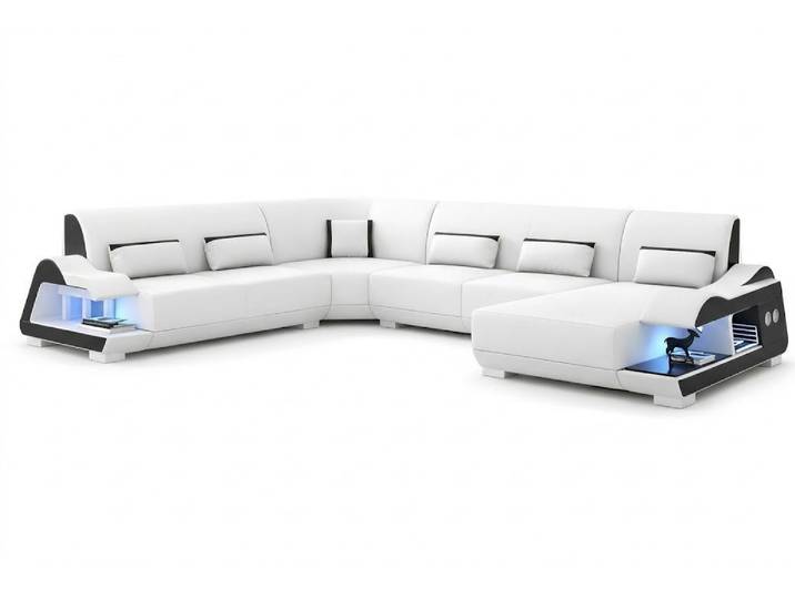 Xlmoebel Wohnlandschaft Modernes XXL Ledersofa Weiß – Große U-Form Wohnlandschaft Sofort, Wohnlandschaft, Hergestellt in Europa