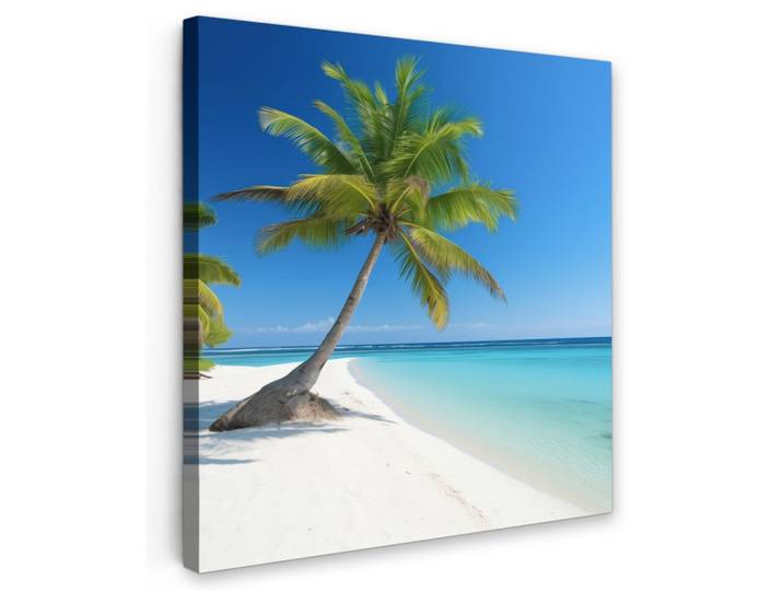 LEINWANDBILD Strand - Palme - Tropisch - Meer Deko Groß 90x90 cm